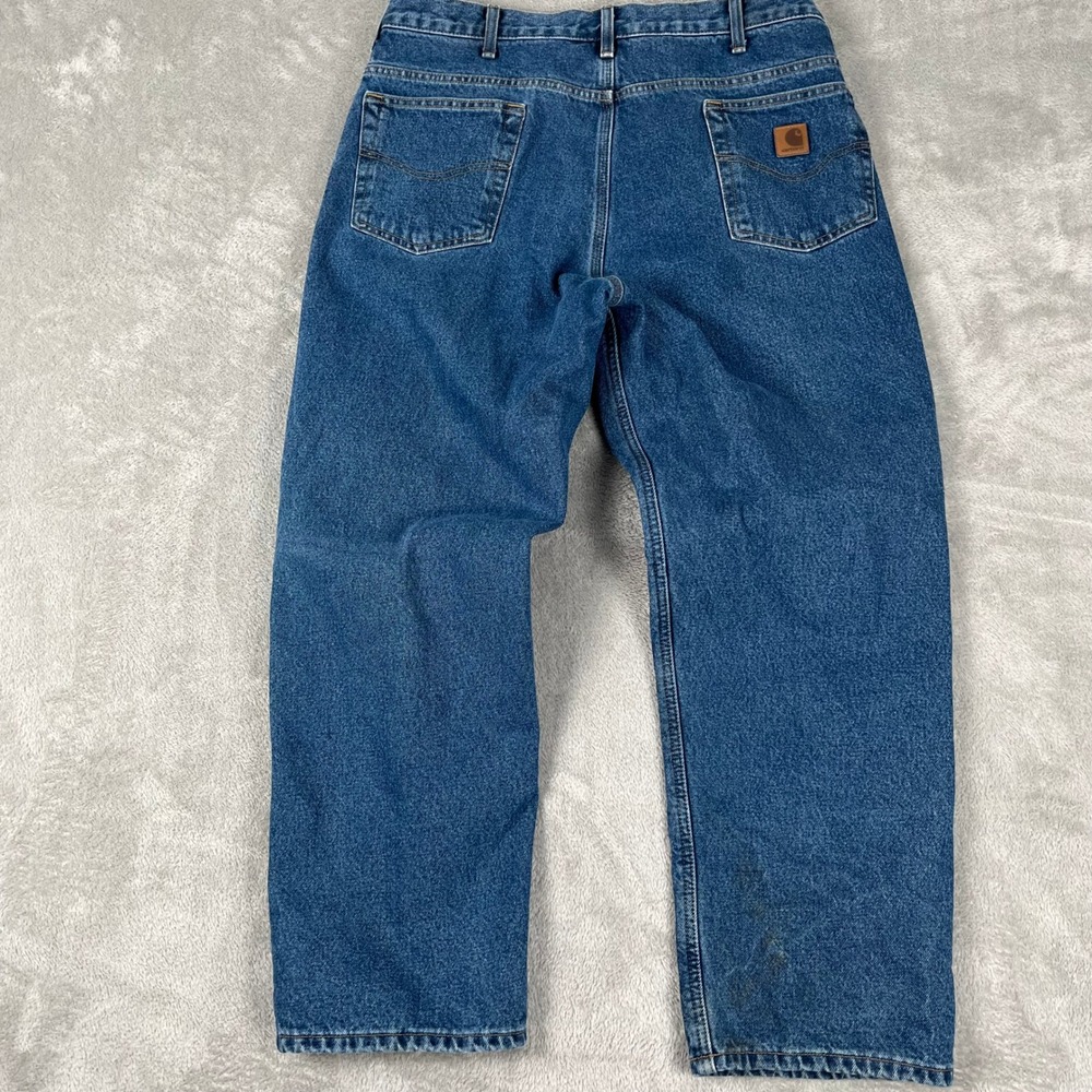 Carhartt Relaxed Fit Straight Leg Denim Jeans Mens Blue Size 36x30 B172 DST - Picture 4 of 12